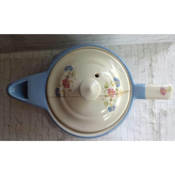 Vintage Halls Superior Quality Kitchenware Blue Morning Glory Coffee Pot Damaged - Picture 3 of 7